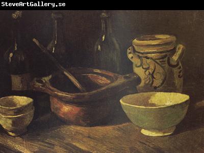 Vincent Van Gogh Still Life with Three Bottles and Earthenware Vessel